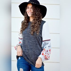 DANCE TO THIS CHARCOAL CONTRAST TOP